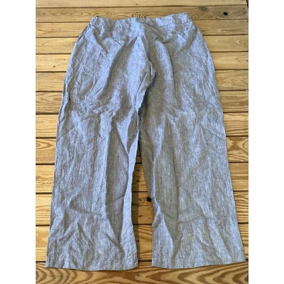 Eileen Fisher Wide Leg Linen Pants Size Large Women’s Grey - Picture 2 of 7